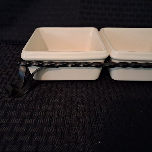 Southern Living at Home Galveston Server Tray Iron Caddy With 3 Removable Dishes - Picture 6 of 7